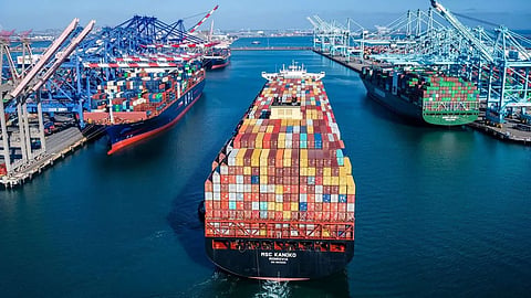 A view of the Port of Los Angeles: The Harvard Business Review has reported that China currently sells four times what the United States sells to it. Given China’s systemic production cost advantage, which now averages 30% to 35% even when shipping costs are included.