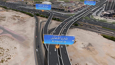 The newly inaugurated three-lane bridge, which opened on Sunday, carries up to 3,600 vehicles an hour from Al Khail Road to Al Asayel Street via Al Wasl Club Street.
