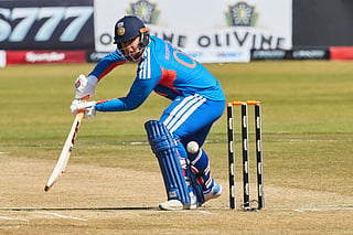 India's Vaibhav Sooryavanshi plays a shot during the third Twenty20 international cricket match between Zimbabwe and India at Harare Sports Club in Harare, on July 26, 2026.