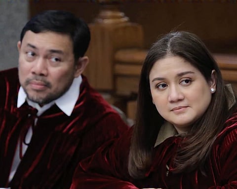 Sibling senators: Senator Mark (left) and Senator Camille Villar sitting as senator-judges during the impeachment trial of Vice President Sara Duterte.