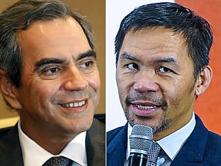 The Enrique Razon Jr., ranked as the Philippines' richest person, and boxing-legend-turned politician Manny Pacquiao.