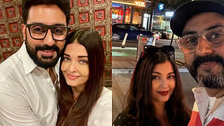 Abhishek Bachchan and Aishwarya Rai Bachchan pose for photo in New York. 