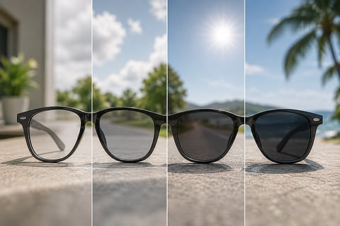 Visual progression of photochromic sunglasses