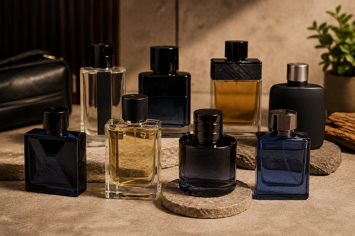 Collection of premium men's fragrance bottles
