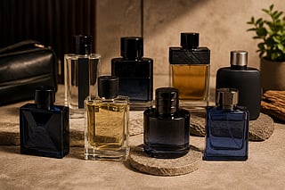 Collection of premium men's fragrance bottles