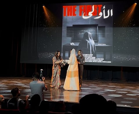 Noor Al Qasimi receives the Best Emirati Film award at the 12th Emirates Film Festival held on July 26 