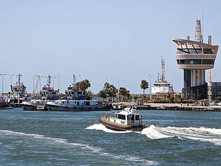 This handout photograph taken and released by the Damietta Port Authority on July 30, 2026 shows the control tower of the Mediterranean sea port of Damietta. The Egyptian government said on July 30 that a fire the day before at the port of Damietta was caused by a drone attack, the first to target the country since the outbreak of the Middle East war. 