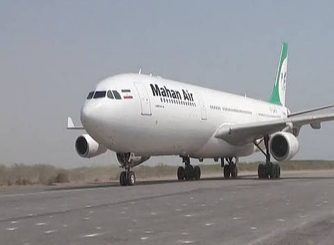 A Mahan Air jet. Mahan Air has presented itself as a civilian carrier but has been under US sanctions for years over its ties to the IRGC, designated by Washington as a terrorist organisation. 