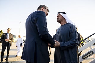 UAE President arrives in Serbia, welcomed by Vučić