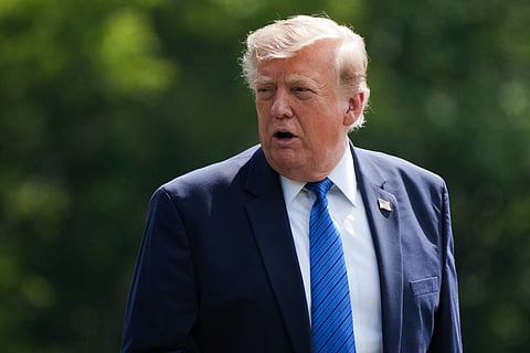 President Donald Trump departs after a Cabinet meeting at Camp David on July 31, 2026 in Thurmont, Maryland.