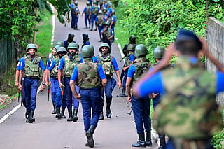 Sri Lanka's Navy personnel arrive after a riot at the Mahara Prison complex on the outskirts of Colombo on August 2, 2026.