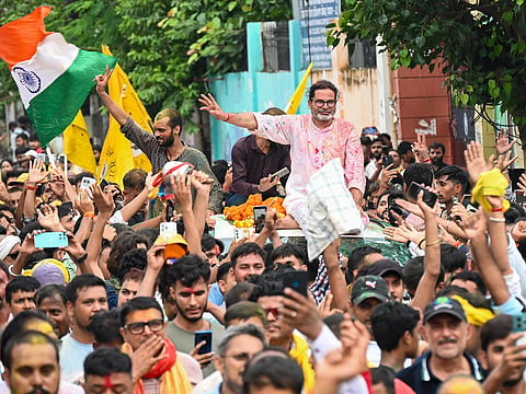 Patna: Jan Suraaj Party founder Prashant Kishor during a victory roadshow after winning the Bankipur Assembly by-election, in Patna, Bihar, on Monday, August 3, 2026. 