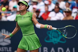 Jessica Pegula of the United States returns a shot against Alexandra Eala of the Philippines in the women's singles championship match on the final day of the Mubadala DC Open 2026 at William H.G. FitzGerald Tennis Center on August 3, 2026 in Washington, DC.