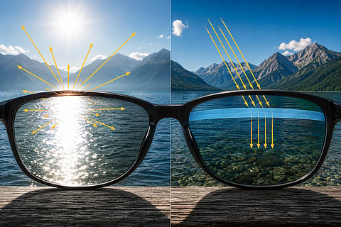 A visual comparison of glare reduction through polarised lenses