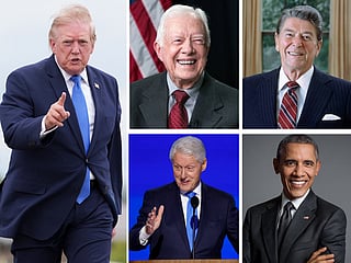 Jimmy Carter, Ronald Reagan, Bill Clinton, Barack Obama, and Donald Trump 