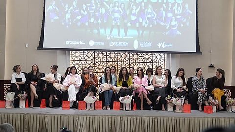 Filipino pop icon SB Girls during a press conference held on August 6 at Bab Al Qasr Hotel in Abu Dhabi