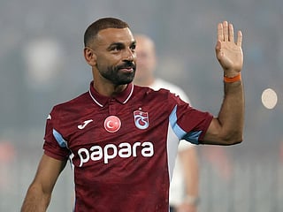 Trabzonspor's new man Mohamed Salah waves to supporters during his signing cerenomy at Papara Park Stadium 