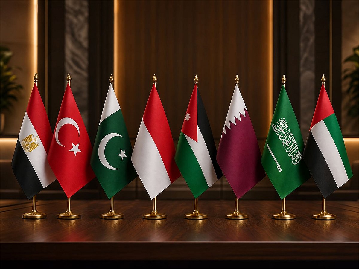 UAE, Saudi Arabia, Qatar, Jordan, Indonesia, Pakistan, Türkiye and Egypt flags