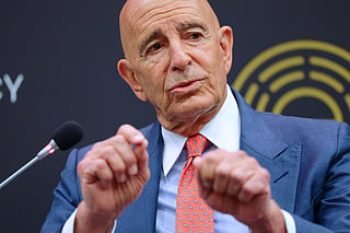 U.S. Ambassador to Turkey and Special Envoy to Syria Tom Barrack speaks in a panel during the Antalya Diplomacy Forum in Antalya, southern Turkey. File photo taken on April 17, 2026. 