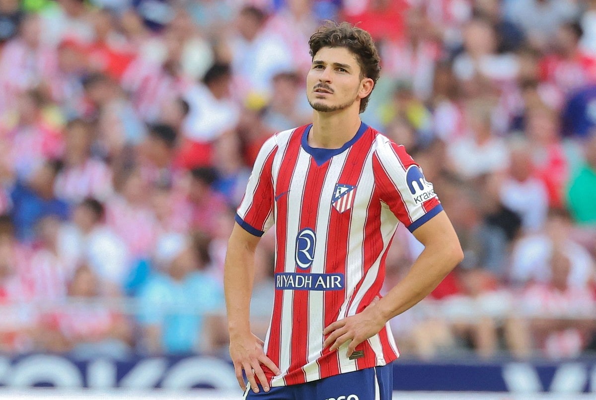 Atletico Madrid's Argentine forward #19 Julian Alvarez is pictured amid boos from home supporters during the Spanish league football match between Club Atletico de Madrid and Villarreal CF at Metropolitano Stadium in Madrid on August 23, 2026.