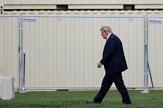 President Donald Trump walks to a vehicle after stepping off Marine One after landing at the Ellipse near the White House on August 28, 2026 in Washington, DC.
