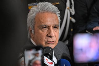 Ecuador's former president (2017–2021) Lenin Moreno speaks with the media as he leaves the National Court of Justice over a corruption case in Quito, on May 11, 2026.