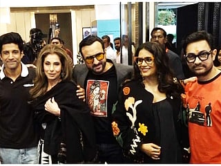 Farhan Akhtar, Dimple Kapadia,  Aamir Khan and Saif Ali Khan at ‘Dil Chahta Hai’ reunion in Mumbai.