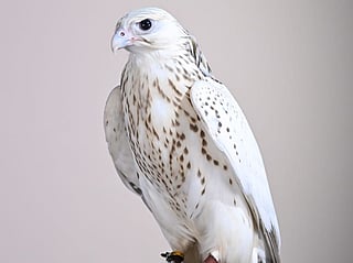 This white Gyr Garmousha chick was bred by a falcon farm in the US.