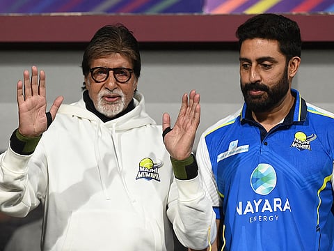 Bollywood actor Abhishek Bachchan with his father actor Amitabh Bachchan.