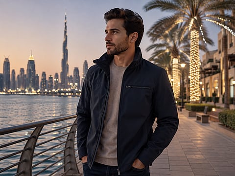 The right autumn jacket adds warmth without feeling too heavy for the UAE’s milder winter weather.
