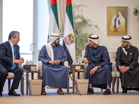 UAE President receives Prime Minister of Kurdistan Region of Iraq in presence of Mohammed bin Rashid