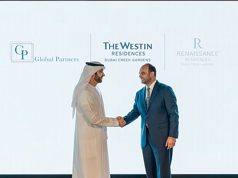 From left: Bader Saeed Hareb, Executive Chairman, Global Partners Property Fund II and Jaidev Menezes, Regional Vice President – Mixed-Use Development EMEA, Marriott International