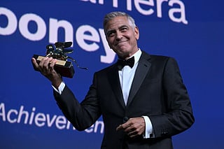 US actor and filmmaker George Clooney receives the Golden Lion for Lifetime Achievement during the opening ceremony of the 83rd International Venice Film Festival, on September 2, 2026 at Venice Lido.