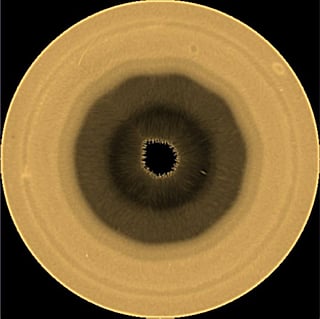 A pattern of clouds around the Saturn's south pole.