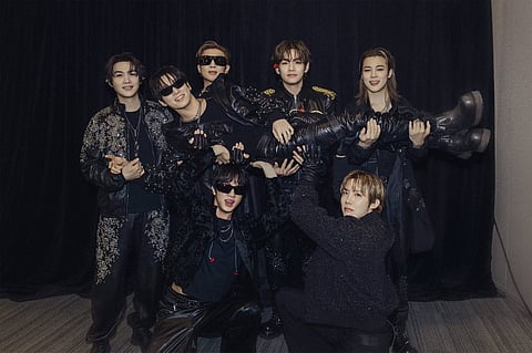 The celebrations kicked off well before showtime. Backstage, the party was the usual BTS fun behaviour, exactly how you would hope seven members, who've known each other for over a decade would mark the occasion. 