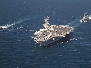 USS Abraham Lincoln. The 5,000 sailors and Marines on board the carrier, arriving from the war in the Middle East, are headed for the Thai resort of Pattaya, a rest-and-recreation stop for US troops since the Vietnam War.