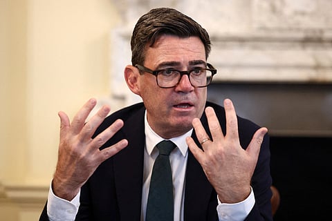 Britain's Prime Minister Andy Burnham inside 10 Downing Street in central London: Speaking to parliamentarians in a closed-door meeting, Burnham said the party's mission must be to counter "fear with positivity and hope". File photo taken on September 3, 2026.
