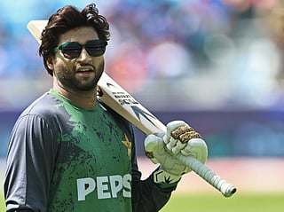 Pakistan's Imam-ul-Haq attends a warm-up session before the start of the ICC Champions Trophy one-day international (ODI) cricket match between Pakistan and India at the Dubai International Stadium in Dubai on February 23, 2025.