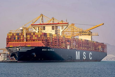 The vessel, operated by Mediterranean Shipping Company (MSC), is about 400 metres long and more than 61 metres wide and belongs to the ultra-large container vessel (ULCV) class.