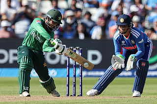 Pakistan's Muneeba Ali (L) plays a shot during the ICC Women's T20 cricket World Cup 2026 Group A stage, Match 6 match between the India and Pakistan at Edgbaston cricket ground in Birmingham, central England on June 14, 2026.