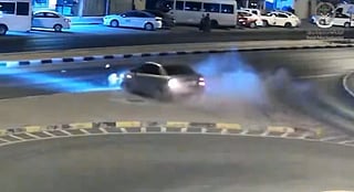 Sharjah Police video shows sedan crashing into traffic island