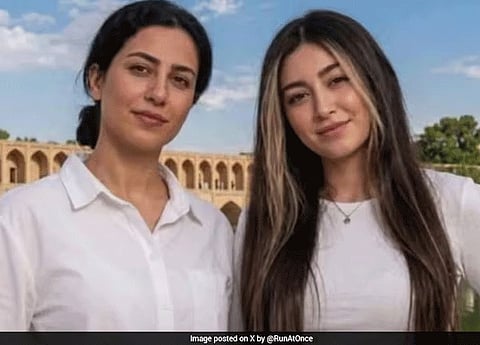 Iranian twins Taraneh and Romina Rahimi. Taraneh has been sentenced to death, while Romina faces 25 years in prison.