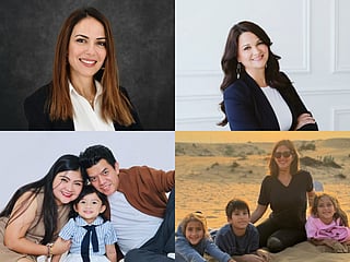 From top left: Dr. Soumaya Askri, Katy Keenan, Marjie Mirabel Gawaran with her children, and finally Aliah Fareed Lutfi Harmouzi, with her three children. 