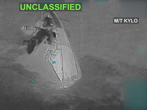 CENTCOM said the M/T Kylo had 'joined Iran’s navy at the bottom of the sea'.
