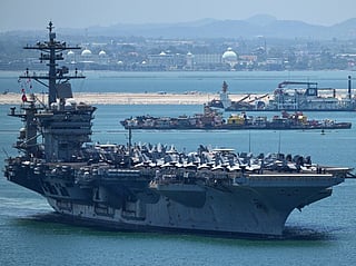 US nuclear-powered aircraft carrier USS Abraham Lincoln (CVN-72) departs Laem Chabang Port, near the city of Pattaya on September 6, 2026.