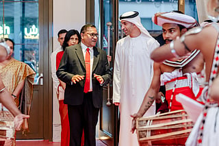 Vijitha Herath, Minister of Foreign Affairs, Foreign Employment and Tourism of Sri Lanka and Dr Thani bin Ahmed Al Zeyoudi, UAE Minister of Foreign Trade.