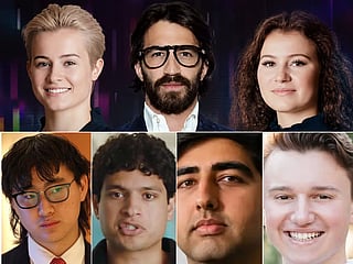 World's top billionaires under-30: Clockwise (from top left): Katharina Andresen, Leonardo Maria Del Vecchio and Alexandra Andresen, Brendan Foody, Surya Midha, Adarsh Hiremath and Alexandr Wang. 