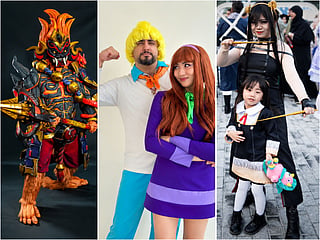 Left: Wilbert Arthur, Centre: Bibi Zumot cosplaying with his partner, Right: Kat Ausan and her daughter. 