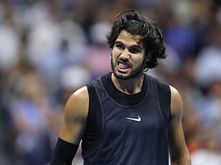Carlos Alcaraz of Spain reacts against Ben Shelton of the United States during their Men's Singles Quarterfinal match on Day Ten of the 2026 US Open at USTA Billie Jean King National Tennis Center on September 08, 2026 in the Flushing neighborhood of the Queens borough of New York City.