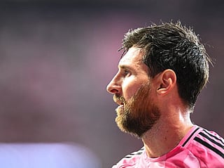 Inter Miami's Argentine forward #10 Lionel Messi looks on during a Major League Soccer (MLS) regular season football match between Inter Miami CF and Atlanta United FC at Nu Stadium in Miami, Florida, on September 5, 2026.